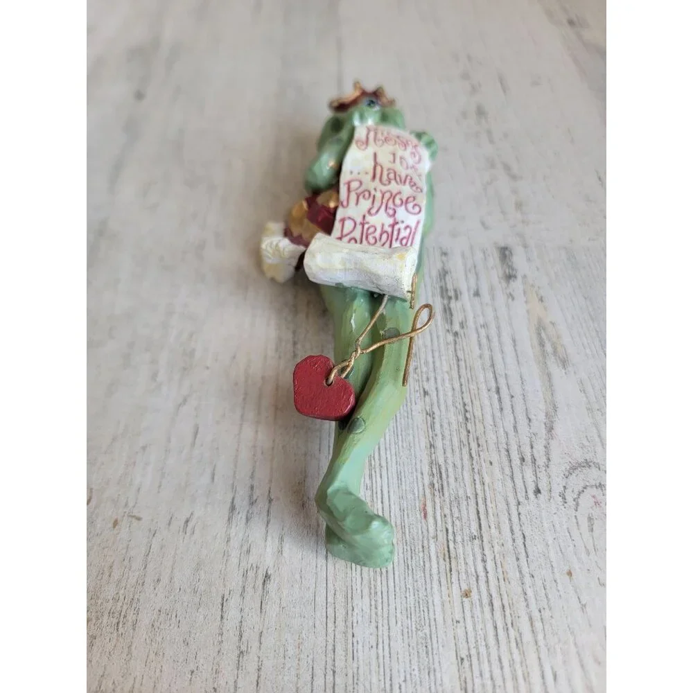 Frog prince kiss me‎ 10 cents folkart ornament Xmas